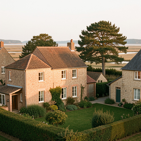 Maison traditionnelle en briques et pierres avec jardin, dans un village paisible aux environs de Noyelles-sur-Mer.